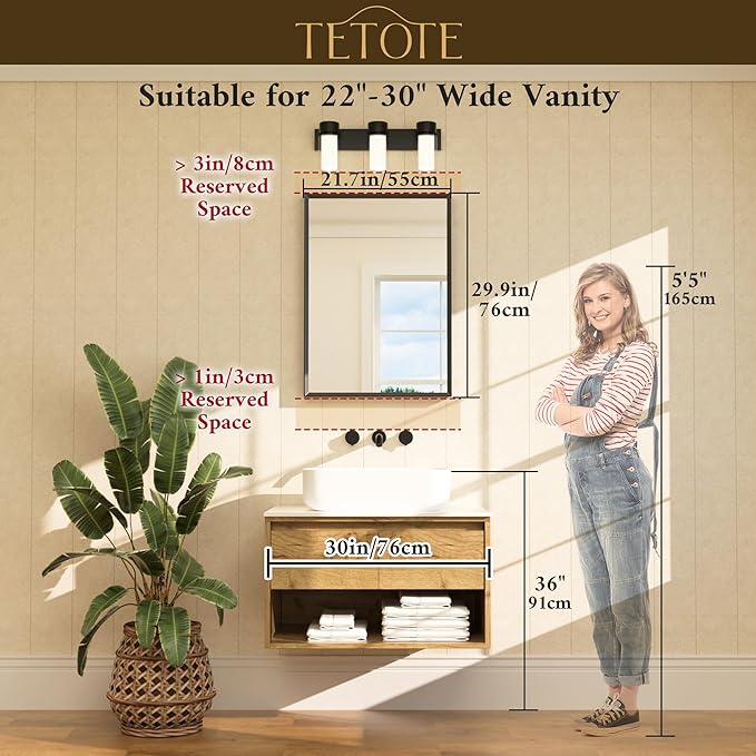 TETOTE Brushed Gold Bathroom Mirror 22" x 30" Brushed Gold Brass Rectangle Beveled Framed Bathroom Vanity Mirror for Over Sink, Tempered Glass, Modern Farmhouse Bedroom, Entryway, Living Room