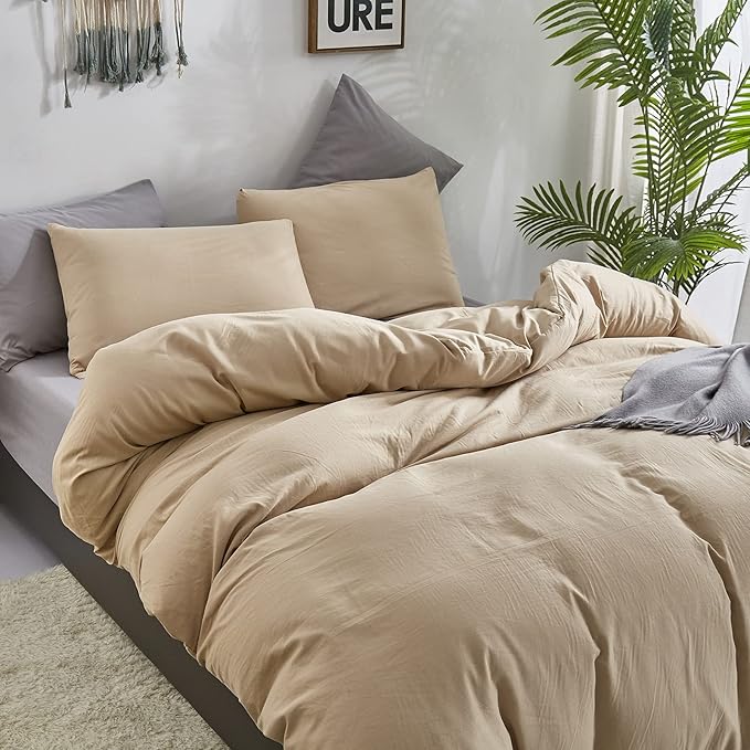 Pureant Beige Comforter Set Twin Solid Champagne Bedding Comforter Sets Light Brown Twin Comforter for Women Men Khaki Comforter Plain Taupe Twin Size Comforter Sets Soft Breanthable Tan Sand Color
