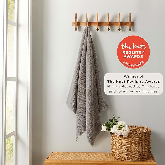 Great Bay Home 100% Cotton Oversized 2 Pack 68x35 Extra Large Towel Set - Absorbent, Quick-Drying, Durable Oversized Bath Sheets for Bathroom Décor (Dark Grey)