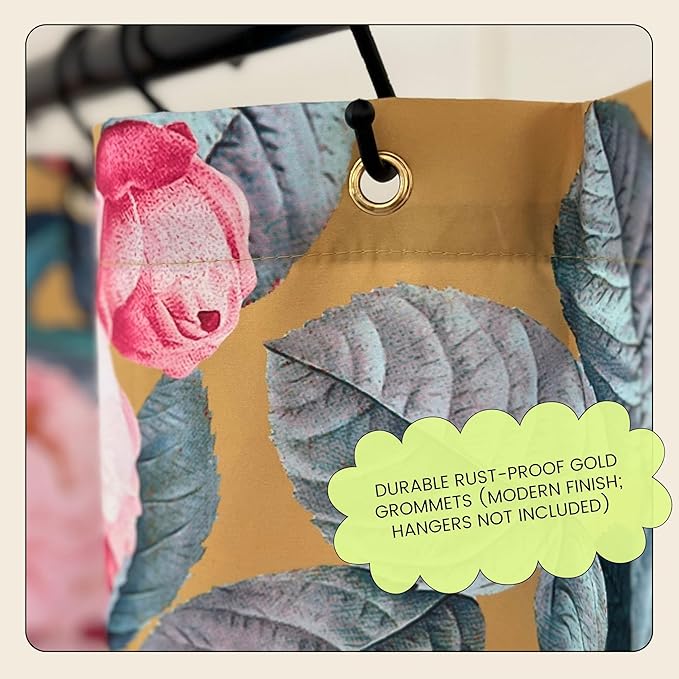 Yellow Pink Peonies Floral Print Shower Curtain - Pretty Flower Pattern - Modern Colorful Classic Design - Vintage Style Cool Fabric Shower Curtain For Any Bathroom - 72x72 Inches (Yellow Floral)