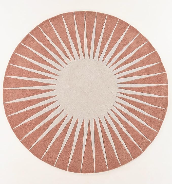 Modern Round Area Rug – Hand-Tufted with 100% NZ Wool, Thick & Soft Circular Carpet for Living Room, Bedroom & Dining Room Decor (Soft Pink, 10' Round)