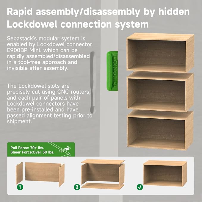 3 Cube Organizer Bookcase, Expandable Storage Shelves, Wooden Open Shelving Unit Book Shelf for Living Room, Office, Bedroom, Mid-Century Style Wood Furniture, Natural Oak Color (1 Set)