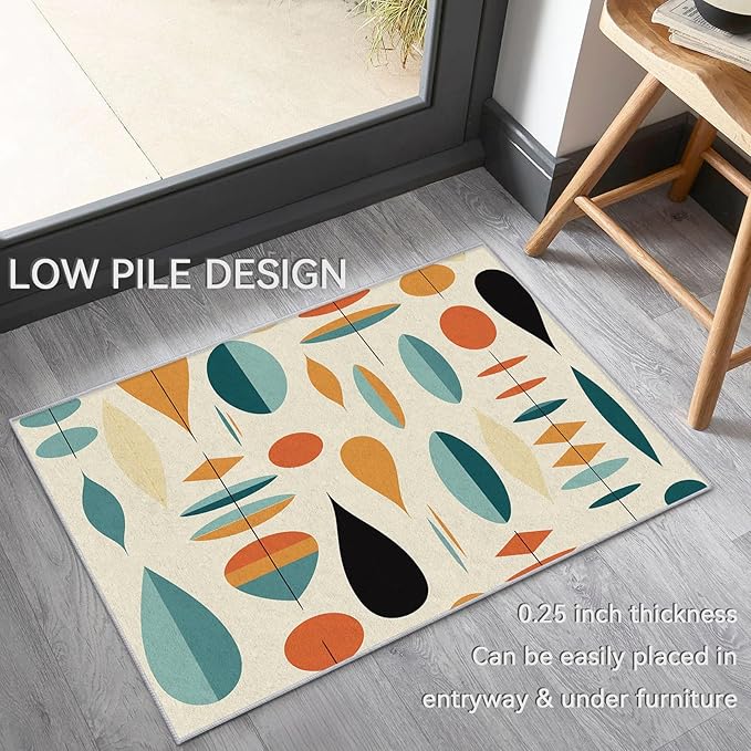 Mid Century Modern Rugs for Living Room 6x9, Retro 50s Geometric Abstract Pattern Design Area Rug, Mid Century Modern Bedroom Decor Carpet, Non Slip, Washable (RG460)