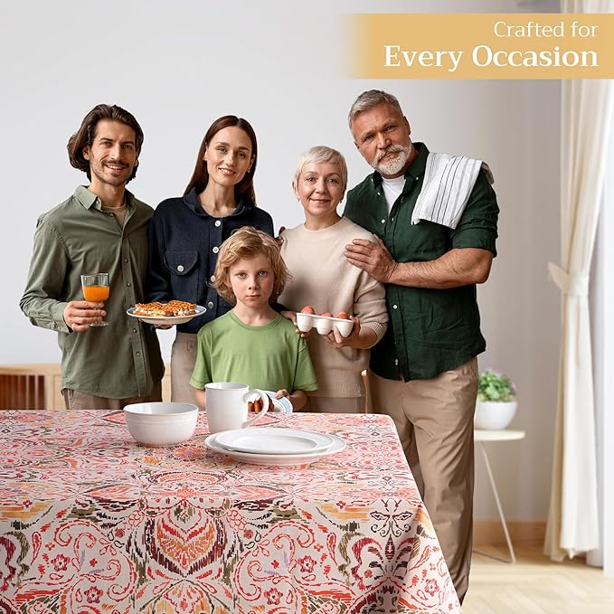Maison d' Hermine Table Cloth Rectangle Table 100% Cotton 54 x 72 Inches Fall Tablecloth Reusable Everyday Use for Thanksgiving Christmas Decorations Dining Farmhouse Party (Damask)