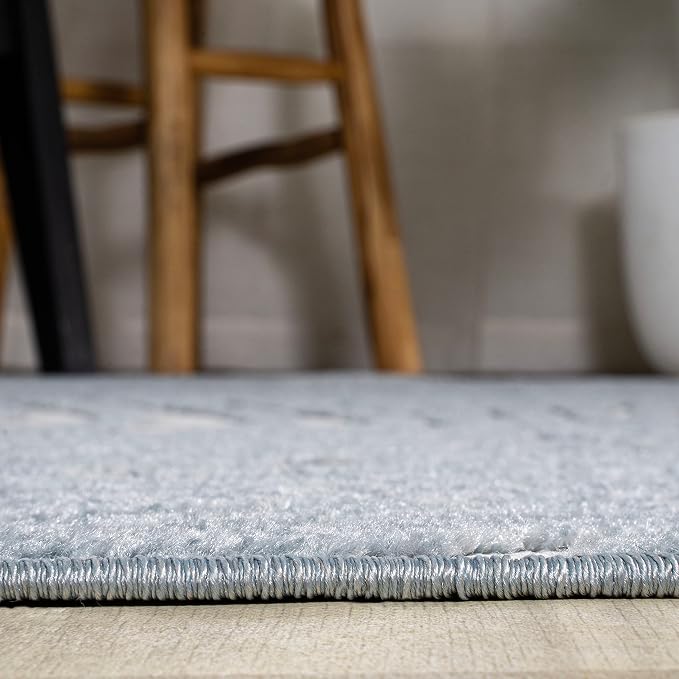 JONATHAN Y Maribo High-Low Abstract Striped Light Blue/Ivory 7' Round Indoor/Outdoor Area Rug, Pet Friendly, Non-Shedding, Stain Resistant, Easy-Cleaning for Backyard, Patio, Porch (SCN103C-7R)