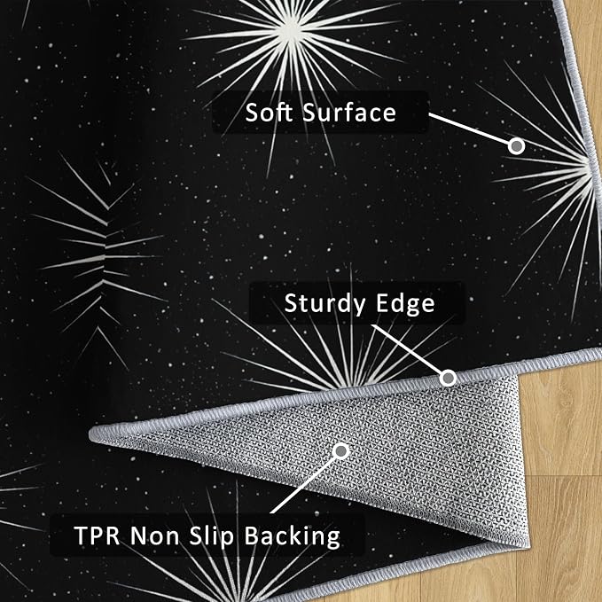 Starburst Rug 7x9 Mid Century Modern Retro Pattern Area Rugs for Living Room, Bedroom, Starburst Home Decor Accessories Indoor Carpet, Non Slip & Machine Washable