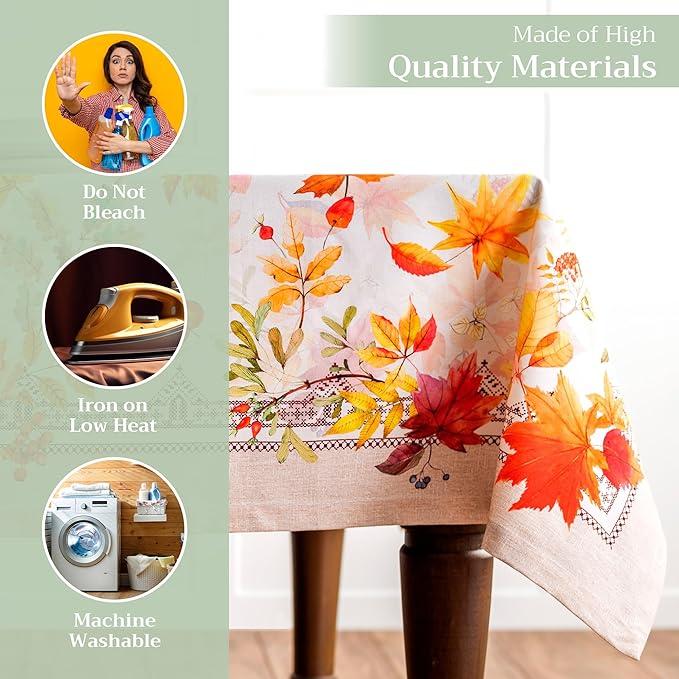 Maison d' Hermine Table Cloth Rectangle Table 100% Cotton 70 x 108 Inches Fall Tablecloth Reusable Everyday Use for Thanksgiving Christmas Decorations Dining Farmhouse Party (Amarante)