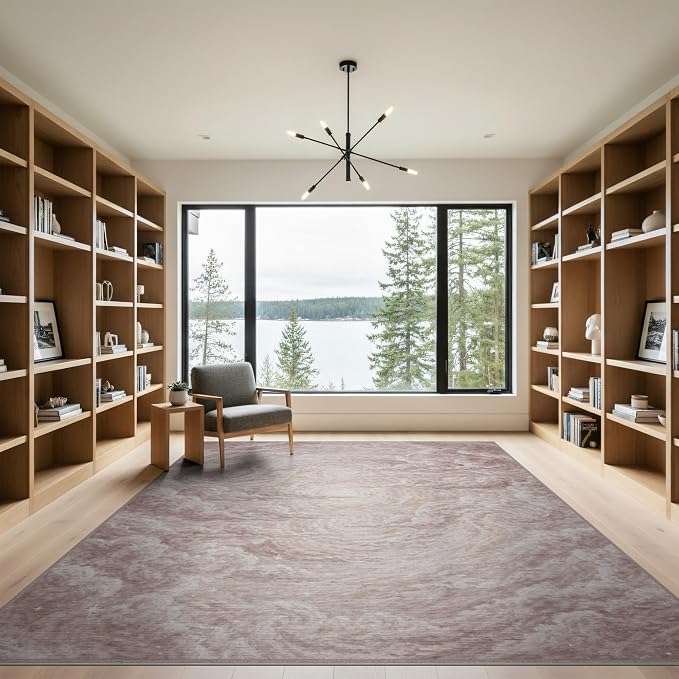 9'x12' Washable Watercolor Swirl Area Rug, Light Beige Foldable Oversized Carpet Low Profile Flatwoven Floor Covering for Great Room, Indoor Open Concept, Large Living Room | Ref:2208261