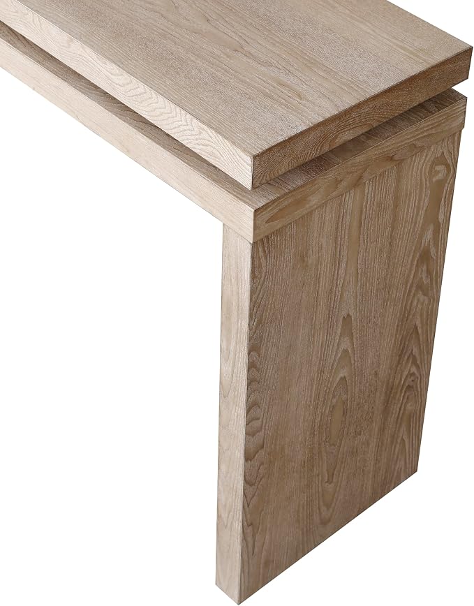 SOFTSEA Wood Console Table, 60" Retro Narrow Long Sofa Table Behind Couch for Hallway, Save Space, Antique Natural