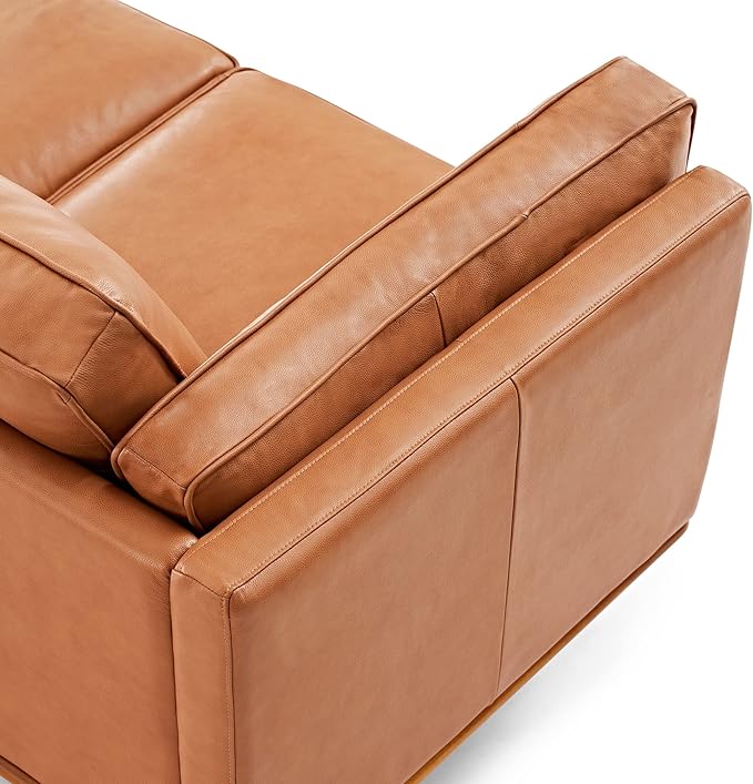 Valencia Artisan Full Leather Accent Chair 41.5” | Pure Full Italian Nappa Leather Chair, Solid Wood Accent, Ultimate Comfort, Cognac Tan