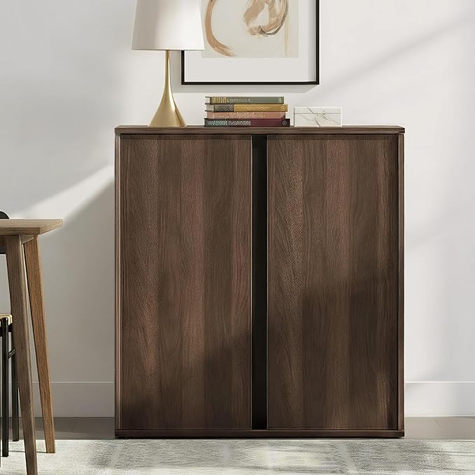 31.5" Sideboard Buffet Cabinet with Storage Modular Accent Display Kitchen Storage Cabinet Wood Coffee Bar Console for Living Room, Hallway, Kitchen, Dining Room,Walnut