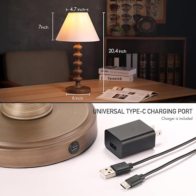 O'Bright Ember Rechargeable Table Lamp (Charcoal-Washed_Baluster)