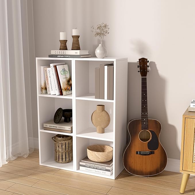 Wooden 3 Cube Storage Organizer, 3 Tier Storage Cubes Storage Display Cubby, Freestanding DIY Closet Shelving Unit for Living Room Bedroom Office (White, 3 Cube-W(11.8inch)