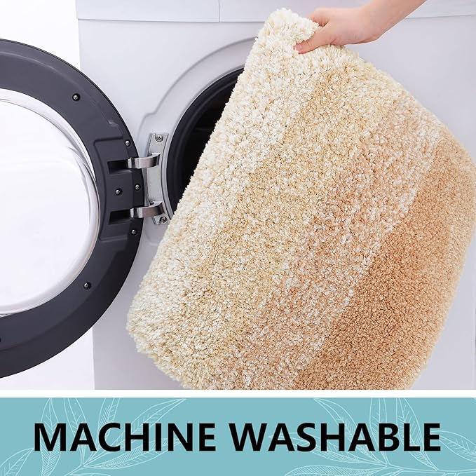 Arotive Microfiber Bathroom Rugs, Shaggy Soft and Absorbent Bath Rug, Non-Slip, Thick Plush Machine Washable Dry Bath Mats for Bathroom, Tub and Shower, 44x32, Beige, Rectangular