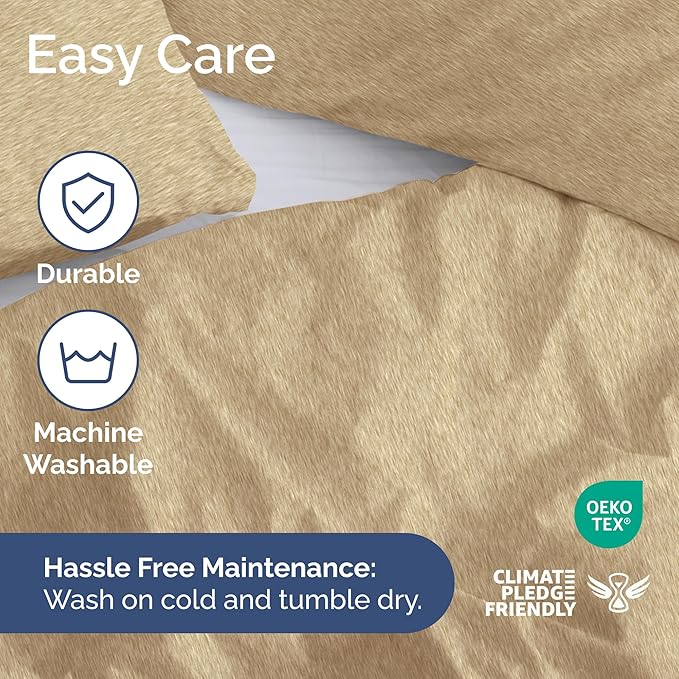 Duvet Cover King Size - Extra Soft King Size Duvet Cover - Lightweight, Breathable, Easy Care & Fade Free w/Zipper Closures & Ties - 104" x 90" Inches - (Heathered Tan) Comforter Not Included