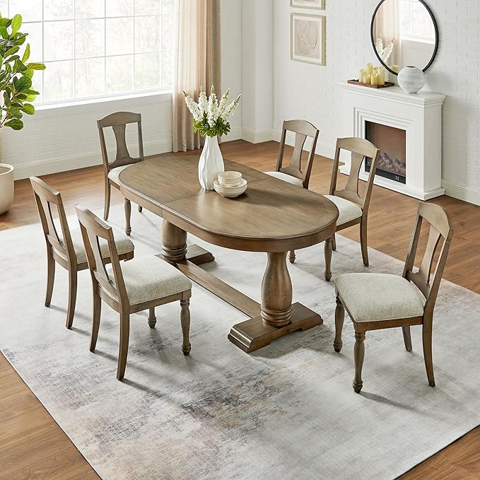 JUSTONE 94.06'' White Oak Extendable Oval Table, Great for Dining Room & Kitchen (Oak, 94.06'' Dining Table only)
