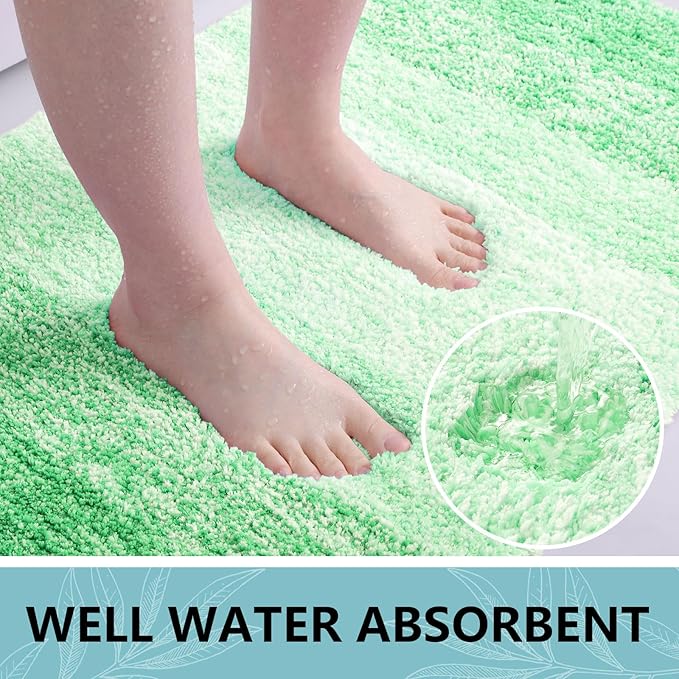 Arotive Microfiber Bathroom Rugs, Shaggy Soft and Absorbent Bath Rug, Non-Slip, Thick Plush Machine Washable Dry Bath Mats for Bathroom, Tub and Shower, 24x16, Green, Rectangular