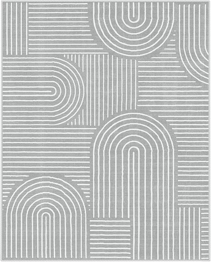 Lahome Abstract 8x10 Area Rugs for Living Room, Non Slip Bedroom Rug 8x10 Under Bed, Soft Grey Ultra-Thin Accent Carpet for Dining Room Office Darrell (8x10ft,Gray)