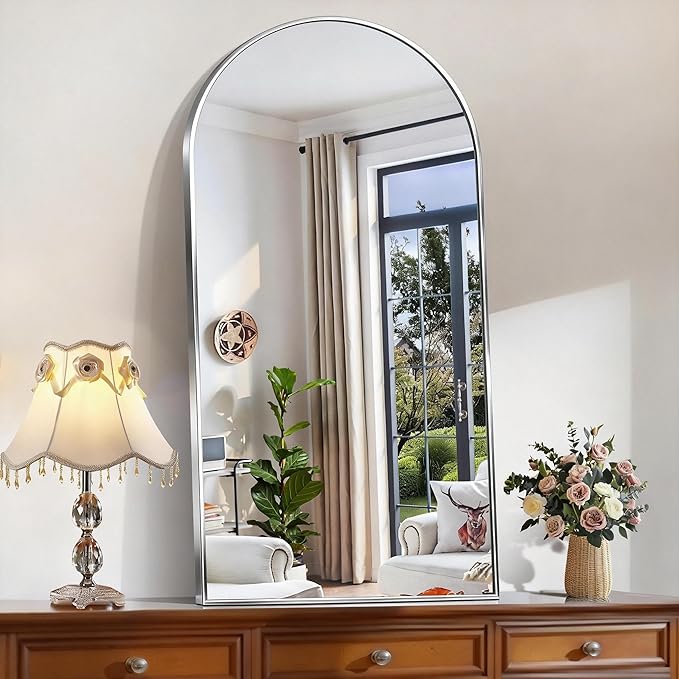 CIRCUMI Arched Wall Mirror, 24"x48" Silver Arched Mirror with Tempered Glass, Metal Frame, Large Size for Bathroom, Living Room,Entryway,Over Sink, Arch Mirror for Decor,Shatterproof&Crystal-Clear