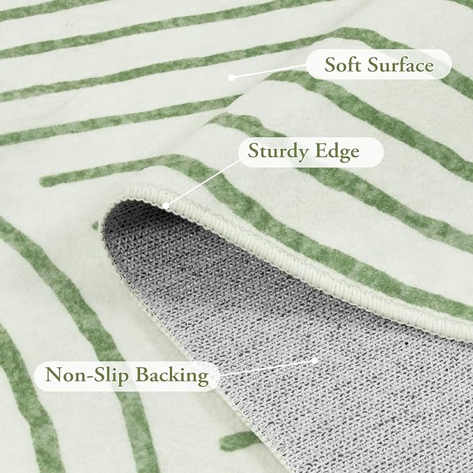 Lahome Abstract 10x14 Area Rugs for Living Room Bedroom, Soft Large Washable Rugs, Ultra-Thin Non-Slip Modern Dining Room Rug Non-Shedding Accent Carpet for Office Darrell, Green