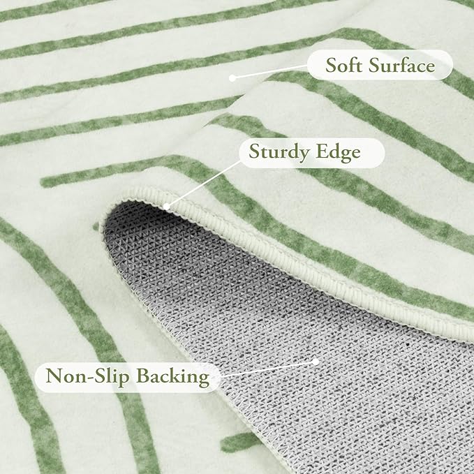 Lahome Abstract 8x10 Rugs for Living Room, Soft Green 8x10 Area Rugs for Bedroom Non-Slip, Ultra-Thin Rainbow Boho Accent Carpet for Dining Room Office Darrell, Green