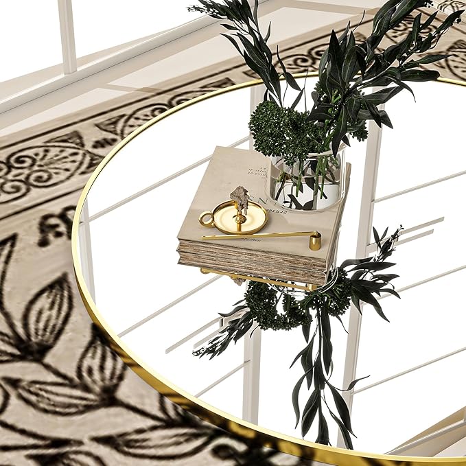 Round Mirror Wall Mounted Mirror - 30" Circle Mirror Bathroom Vanity Mirror with Aluminum Frame for Bedroom Living Room, Entryway Decor Gold Mirror