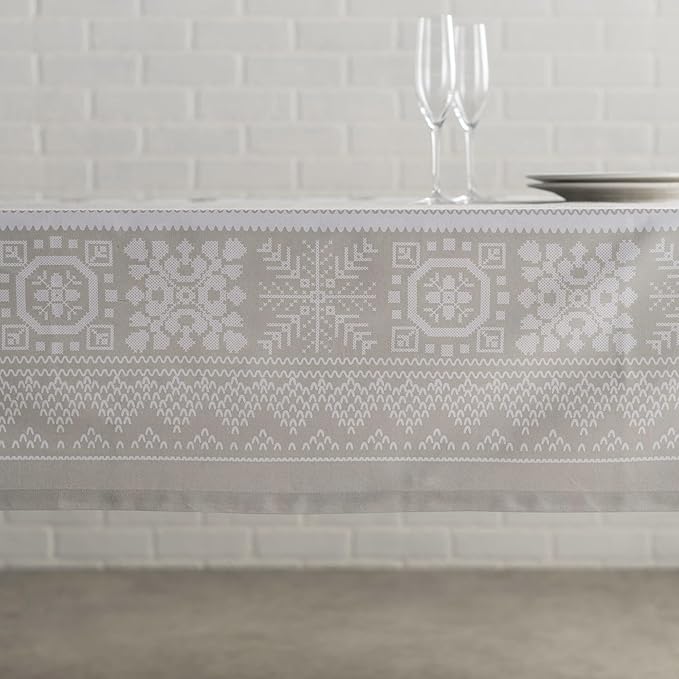 Maison d' Hermine Table Cloth Rectangle Table 100% Cotton 60 x 120 Inches Fall Tablecloth Reusable Everyday Use for Thanksgiving Christmas Decorations Dining Farmhouse Party (Cozy Christmas)
