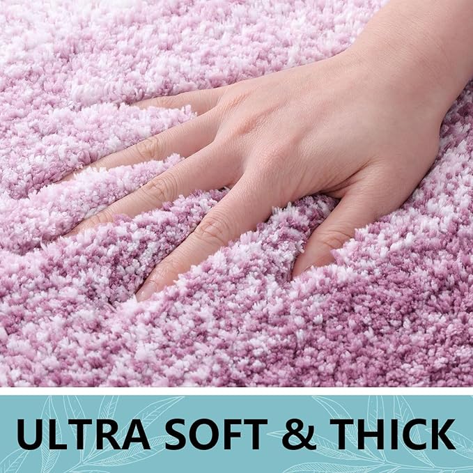 Arotive Microfiber Bathroom Rugs, Shaggy Soft and Absorbent Bath Rug, Non-Slip, Thick Plush Machine Washable Dry Bath Mats for Bathroom, Tub and Shower, 47x24, Purple, Rectangular