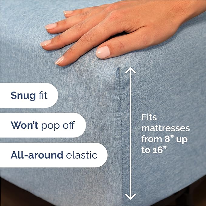King Size 4 Piece Sheet Set - Comfy Breathable & Cooling Sheets - Hotel Luxury Bed Sheets for Women & Men - Deep Pockets, Easy-Fit, Soft & Wrinkle Free Sheets - Heathered Blue Oeko-Tex Bed Sheet Set