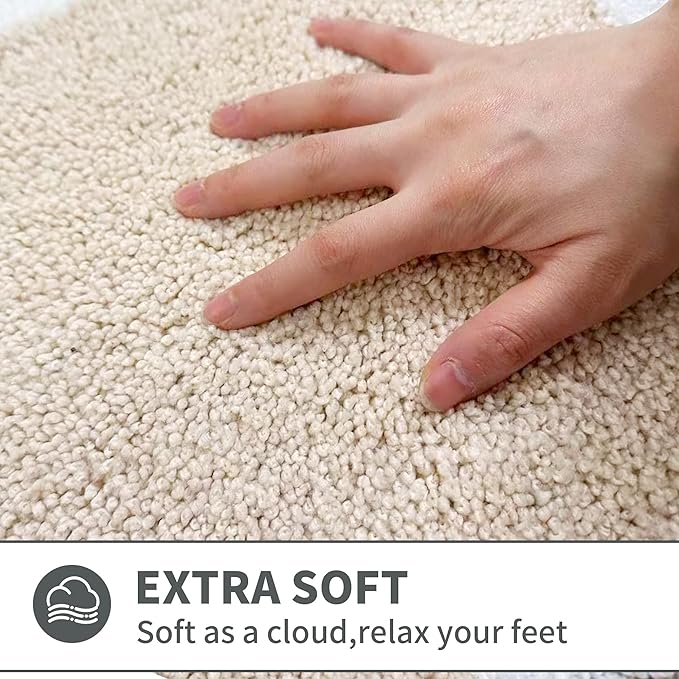 Cute Scalloped Beige Bathroom Rugs Mat,Non Slip Absorbent Quick Dry Bath Mats for Shower Room,Microfiber Bath Mats for Bathroom Floor Washable Carpet for Shower Tub Sink Bedroom,16"x24"