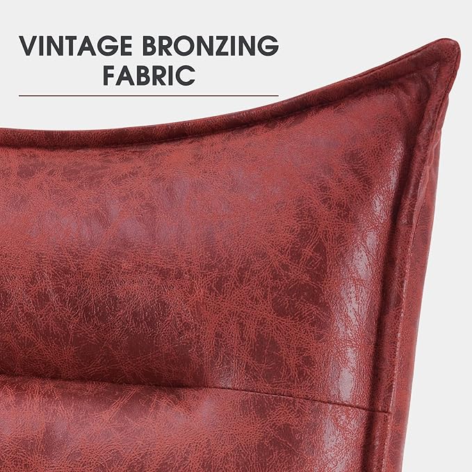 MCombo Wingback Accent Chair with Ottoman, Modern Bronzing Fabric Upholstered Club Chair for Small Space, Living Room 4400 (Burgundy)