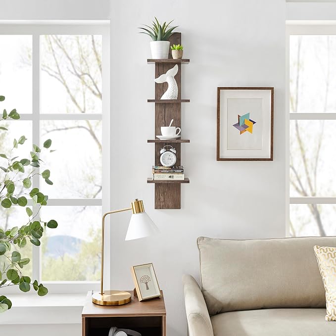 Danya B. Arica Utility Column 4-Tier Spine Wall Mount Shelves (Hickory)