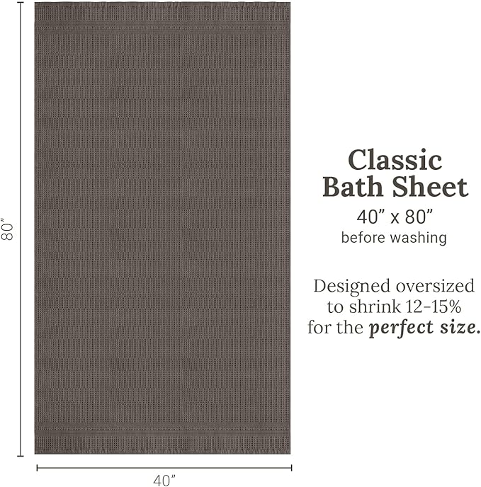 GILDEN TREE Waffle Bath Sheet Large Bath Towels Quick Dry Thin Body Towels, 40x80 Oversized Bath Towels for Adults, 2 Pack Bath Sheet Set, Classic Style (Stone)