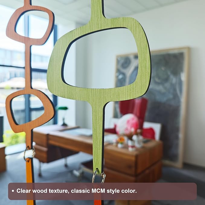 MidModArt 32PCS Retro Mid Century Modern Wall Art MCM Decor for Living Room Bedroom Kitchen Study, Colored Wood Texture 16.5"x51.3"
