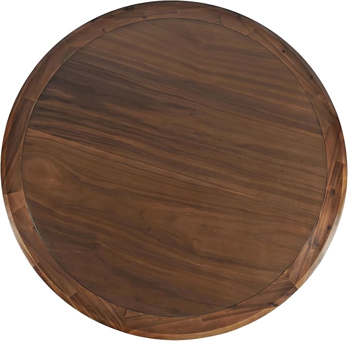 Jofran Nash Mid-Century Modern Round Pedestal Dining Table for Kitchen or Dining Room, Walnut, 36" Counter Height