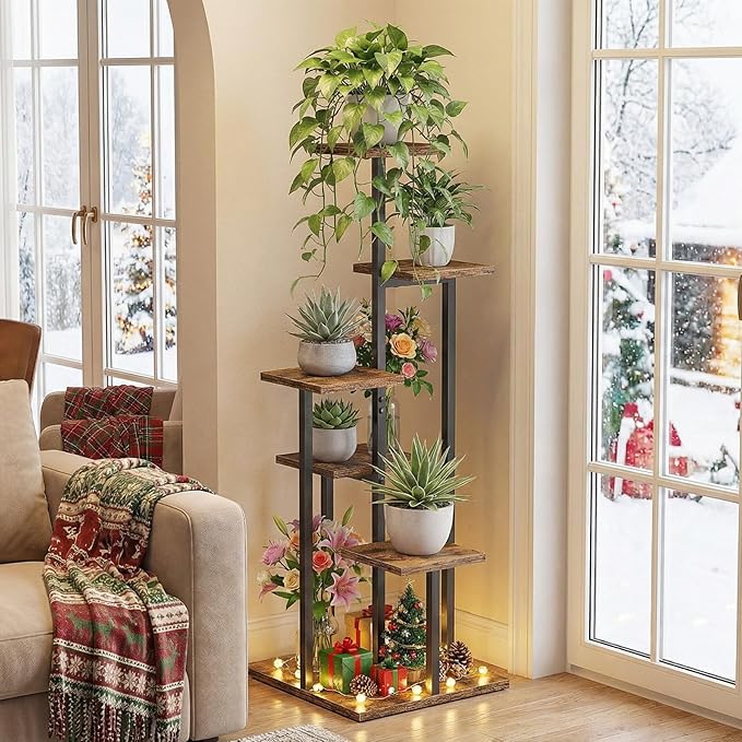 5 Tier Plant Stand Indoor, Tiered Plant Stands for Indoor Plants Multiple, Corner Flower Stand for Living Room, Multi-Layer Vintage Design Plant Shelf