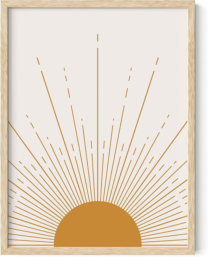 HAUS AND HUES Framed Wall Art (12x16 Beige), Southwestern Wall Art Print, Geometric Art, Contemporary Style, Bedroom & Living Room Decor