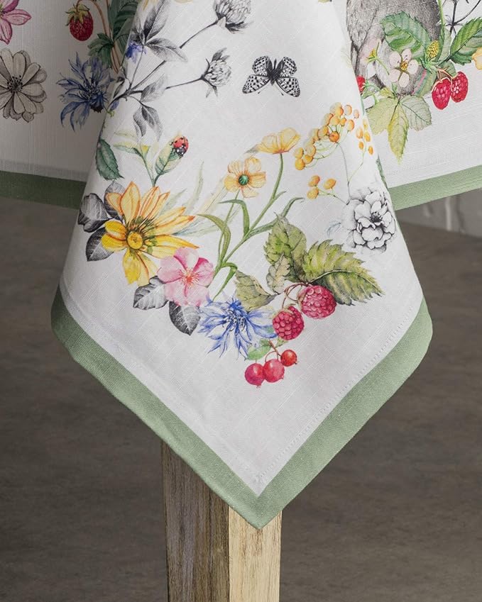 Maison d' Hermine Table Cloth Rectangle Table 100% Cotton 60 x 120 Inches Tablecloth Reusable Decorative for Dining Room Farmhouse Home Valentines Day Decorations Spring Summer - Printemps