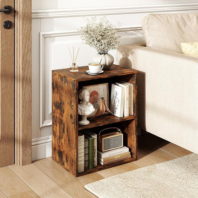 Giantex 2-Cube Bookshelf of 2, 2-Layer Storage Shelf Bookcase w/Large-Capacity Open Storage Space for Living Room Bedroom Study Office, Multi-Functional Furniture Display Cabinet, Rustic Brown