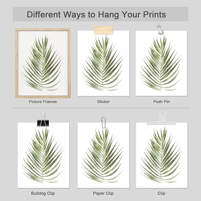 SIGNWIN Poster Bathroom Decor 11"x14", Wall Art Room Decor Multicolor for Living Room, Bedroom, Office Green Pastel Banana Palm Monstera Leaf Nature Wilderness Plant Art Floral Botanical