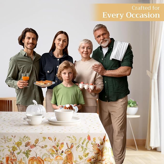 Maison d' Hermine Table Cloth Rectangle Table 100% Cotton 70 x 120 Inches Fall Tablecloth Reusable Everyday Use for Thanksgiving Christmas Decorations Dining Farmhouse Party (Pumpkin Passion)