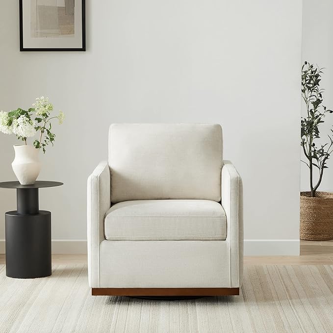 CHITA Swivel Accent Chair, FSC Certified Mid Century Modern Arm Chair for Living Room and Bedroom, Fully Assembled, Linen