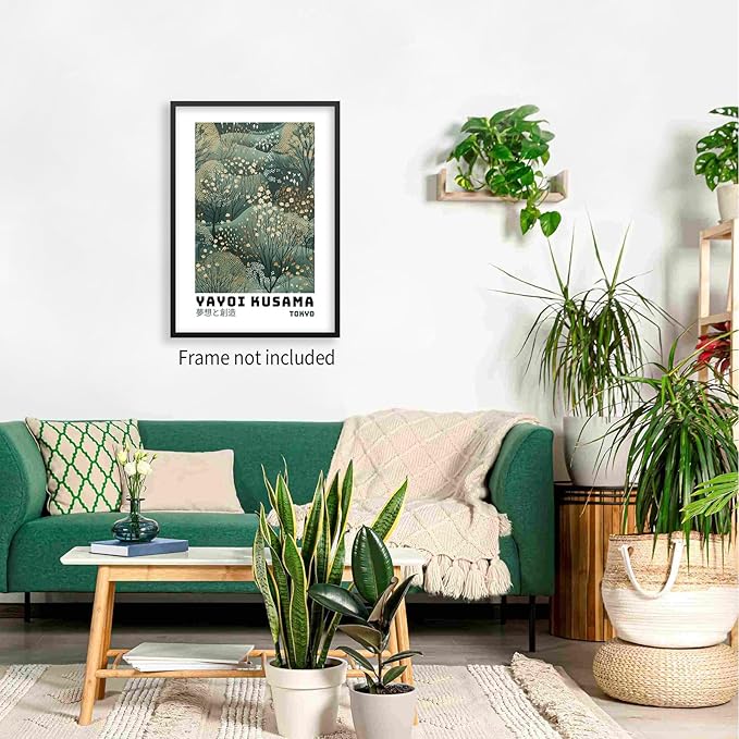 Yayoi Kusama Inspired Poster Japanese Botanical Wall Art Abstract Yayoi Kusama Print Modern Ukiyo-e Japanese Gallery Wall Decor 16x24in Unframed for Home Bedroom Decorations