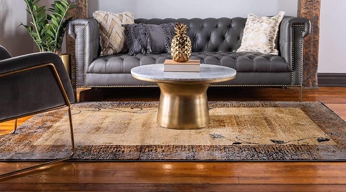 Unique Loom Barista Collection Area Rug - Excelsa (9' x 12' Rectangle, Beige/ Brown)