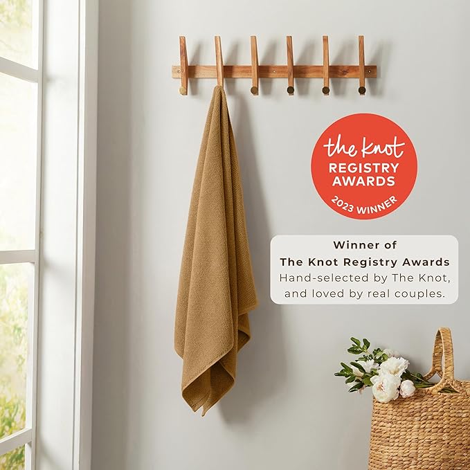 Great Bay Home 100% Cotton 6 Piece Towel Set - Absorbent, Quick-Drying, Durable Bath Towels for Bathroom Decor - Low-Twist, Two-Ply Fibers (Mocha)