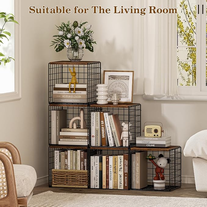 Dmevkic 2 Cube DIY Stackable Small Bookcase,Bookshelf for Small Spaces,Cube Storage Organizer for Living Room, Bedroom, Home Office,12.2" x 12.2" x 12.2"