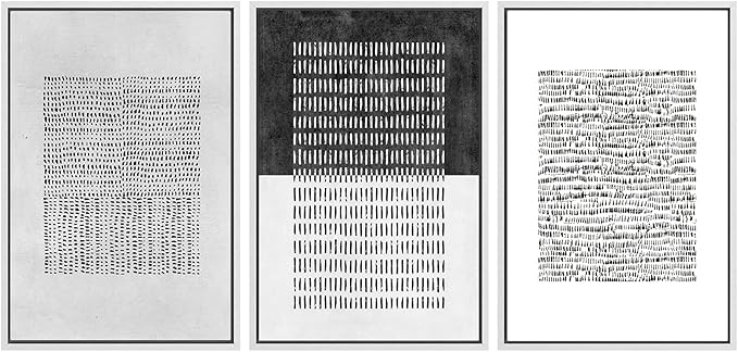 SIGNWIN Framed Canvas Print Wall Art Set Mid-Century Geometric Block Abstract Shapes Cozy Neutral Modern Art Decorative Boho Relax/Zen Nordic for Living Room, Bedroom, Office - 24"x36"x3 White