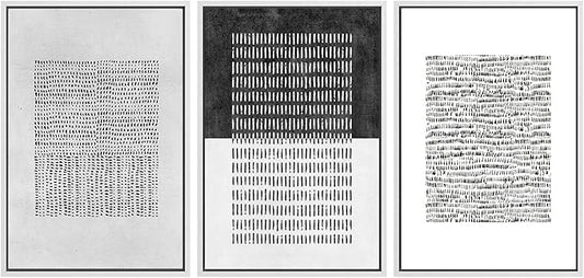 SIGNWIN Framed Canvas Print Wall Art Set Mid-Century Geometric Block Abstract Shapes Cozy Neutral Modern Art Decorative Boho Relax/Zen Nordic for Living Room, Bedroom, Office - 24"x36"x3 White