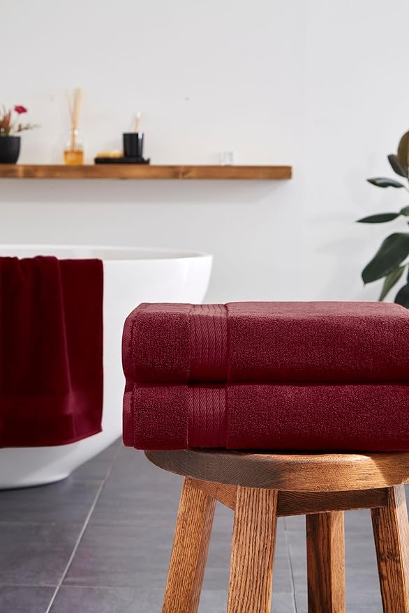 Ozdilek 2-Piece Bath Towels, 30x60 550GSM– 30x60 Inches, 100% Turkish Cotton, Luxury Quick Dry, Extra Large, Fade-Resistant, Eco-Friendly, Spa Towel, Cotton Towel (Brick Red)