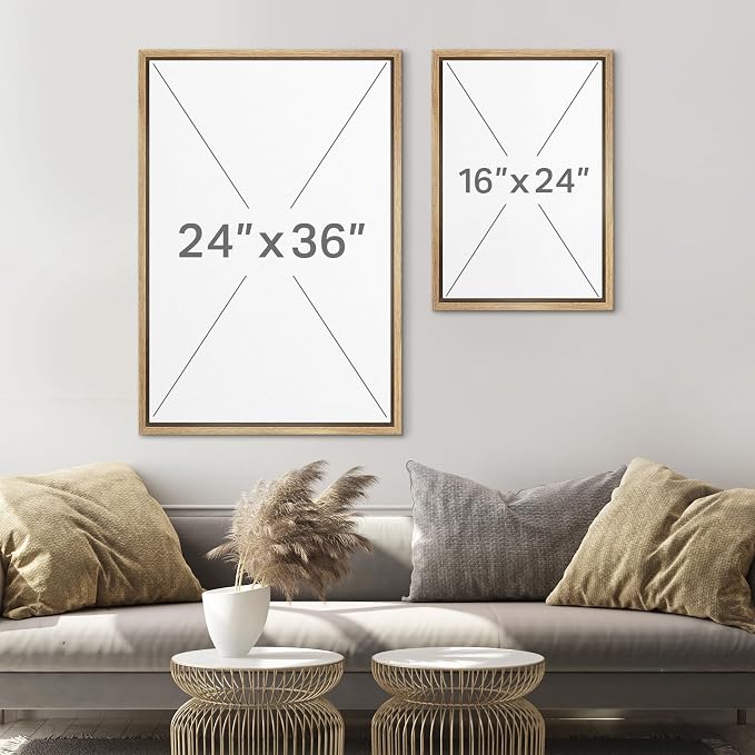 SIGNLEADER Framed Canvas Print Wall Art Minimalist Gray Curved Shape Abstract Illustration Modern Art Decorative Zen for Living Room, Bedroom, Office - 24"x36" NATURAL